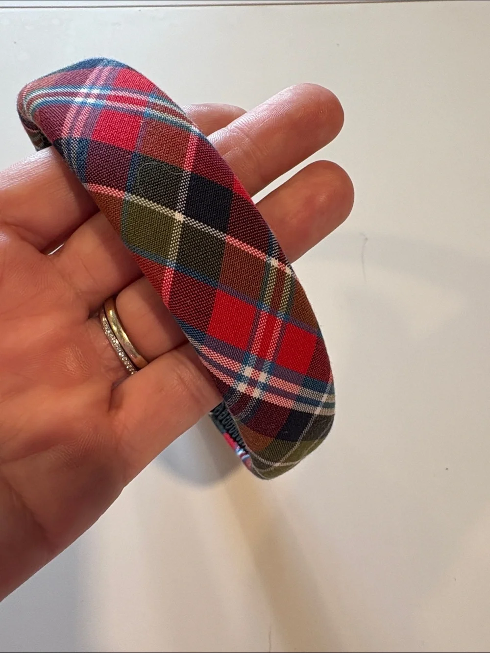 (2) Plaid Bow Headband - Red & Green